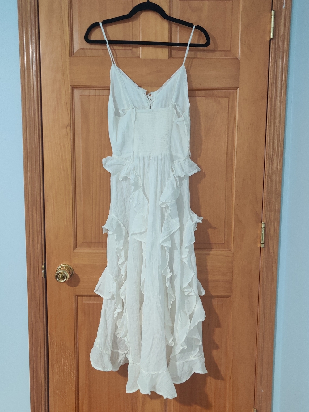 Free People So Breathless White Ruffled Lace-Up Top Size S - Picture 3 of 7